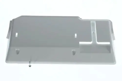 Weiße Kunststoffplatte mit Ausschnitten, möglicherweise für einen elektrischen Hauptanschluss. Gehört zu einem Bosch-Gerät.
